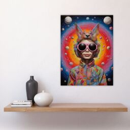 Artery8 Surreal Abstract Portrait Big Bold Bright Fun Portrait Animal Hat Outer Space Quirky Large Wall Unframed Art Poster Print Thick Paper 18X24 - thumbnail 4