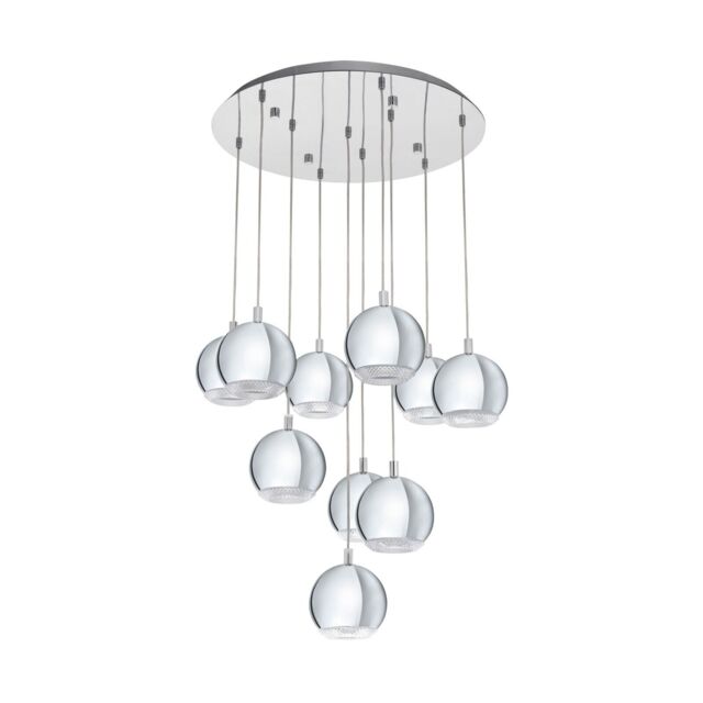 Loops Pendant Ceiling Light Colour Chrome Shade Clear Plastic Bulb GU10 10x3.3W - image 1