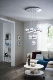 Loops Pendant Ceiling Light Colour Chrome Shade Clear Plastic Bulb GU10 10x3.3W - thumbnail 3