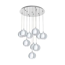 Loops Pendant Ceiling Light Colour Chrome Shade Clear Plastic Bulb GU10 10x3.3W - thumbnail 1