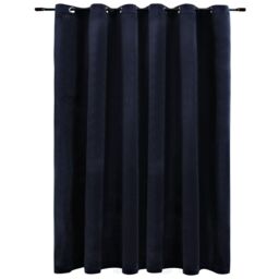 Berkfield Home Blackout Curtain with Metal Rings Velvet Black 290x245 cm - thumbnail 2