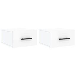 Berkfield Home Wall-mounted Bedside Cabinets 2 pcs High Gloss White 35x35x20 cm - Size: 35 x 35 x 20 cm - thumbnail 2