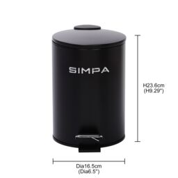 simpa 3L Slim Soft-Closing Pedal Dustbin in Black - thumbnail 5