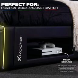 X Rocker Oracle TV Bed with LED Lighting & Underbed Media Storage in Black - Size: Single - thumbnail 4