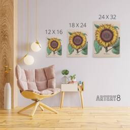 "Artery8 Sunflower Flos Solis Maior Flower Canvas Wall Art Print - Size: W24"" x H32""" - thumbnail 4