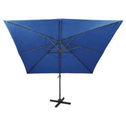 Berkfield Home Cantilever Umbrella with Pole & LED Lights Azure Blue 300 cm - thumbnail 5