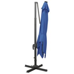 Berkfield Home Cantilever Umbrella with Pole & LED Lights Azure Blue 300 cm - thumbnail 3