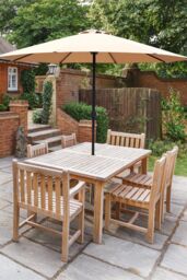 Glamhaus Khaki Garden Table Parasol Crank Handle Waterproof Sun Umbrella 2.7M - thumbnail 6