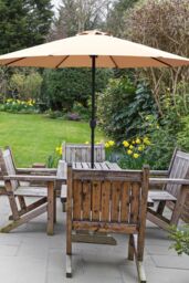 Glamhaus Khaki Garden Table Parasol Crank Handle Waterproof Sun Umbrella 2.7M - thumbnail 5