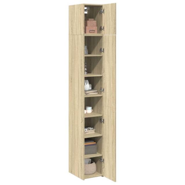 Berkfield Home Slim Storage Cabinet Sonoma Oak 30x42.5x225 cm Engineered Wood in Light Brown - image 1