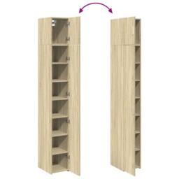 Berkfield Home Slim Storage Cabinet Sonoma Oak 30x42.5x225 cm Engineered Wood in Light Brown - thumbnail 9