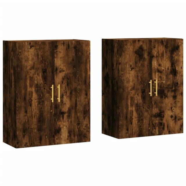 Berkfield Home Wall Mounted Cabinets 2 pcs Smoked Oak 69.5x34x90 cm in Brown - image 1