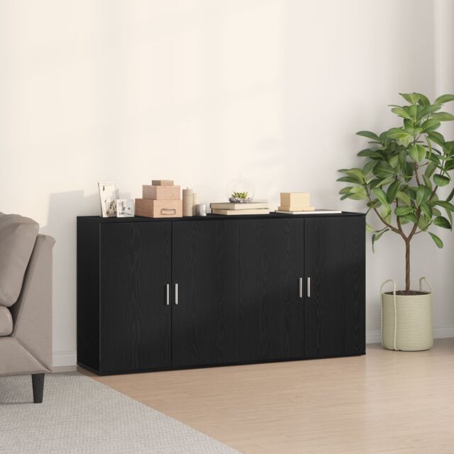 Berkfield Home Sideboards 2 pcs Black Oak 79x38x80 cm Engineered Wood - Size: 79 x 38 x 80 cm - image 1