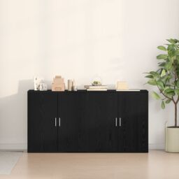 Berkfield Home Sideboards 2 pcs Black Oak 79x38x80 cm Engineered Wood - Size: 79 x 38 x 80 cm - thumbnail 4