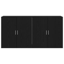 Berkfield Home Sideboards 2 pcs Black Oak 79x38x80 cm Engineered Wood - Size: 79 x 38 x 80 cm - thumbnail 6