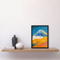 "Artery8 Mount Fuji Japan Orange Blue Volcano Framed Art Print - Size: W12"" x H16""" - thumbnail 4
