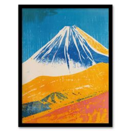 "Artery8 Mount Fuji Japan Orange Blue Volcano Framed Art Print - Size: W12"" x H16""" - thumbnail 1