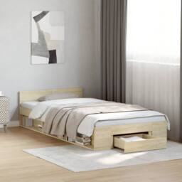 Berkfield Home Modern Bed Frame with Drawer without Mattress Sonoma Oak 90x190 c in Light Tan - Size: Single - thumbnail 2