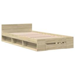 Berkfield Home Modern Bed Frame with Drawer without Mattress Sonoma Oak 90x190 c in Light Tan - Size: Single - thumbnail 1