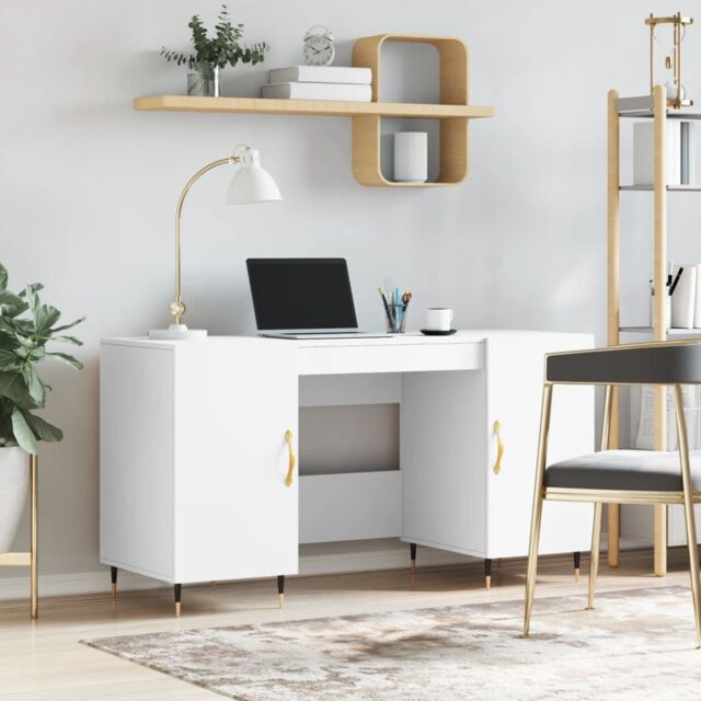 Berkfield Home Desk White 140x50x75 cm Engineered Wood - Size: 140 x 50 x 75 cm - image 1