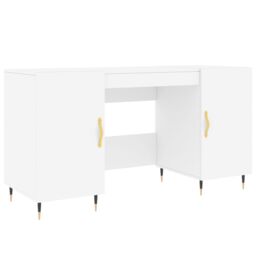 Berkfield Home Desk White 140x50x75 cm Engineered Wood - Size: 140 x 50 x 75 cm - thumbnail 2
