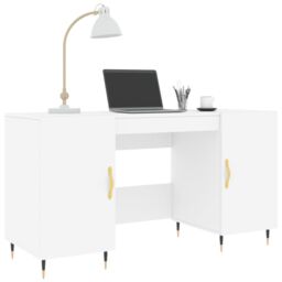 Berkfield Home Desk White 140x50x75 cm Engineered Wood - Size: 140 x 50 x 75 cm - thumbnail 3