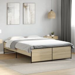 Berkfield Home Bed Frame without Mattress Sonoma Oak 120x190 cm Small Double in Brown - thumbnail 1