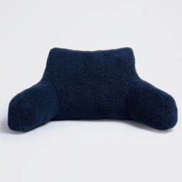 OHS Teddy Fleece Bed Reading Cushion Pillow with Arms Lumbar Support in Dark Navy - thumbnail 5