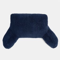 OHS Teddy Fleece Bed Reading Cushion Pillow with Arms Lumbar Support in Dark Navy - thumbnail 6