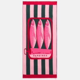 OHS Sardine Print Beach Towel Bath Travel Quick Dry Microfibre Absorbent - thumbnail 3