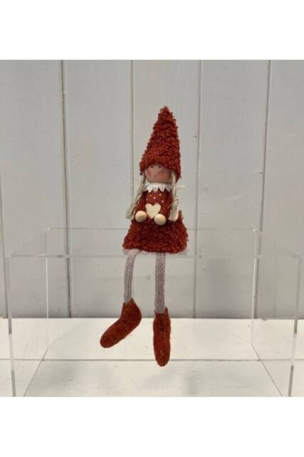 KDMD Orange Boucle Sitting Doll with Wooden Heart - image 1