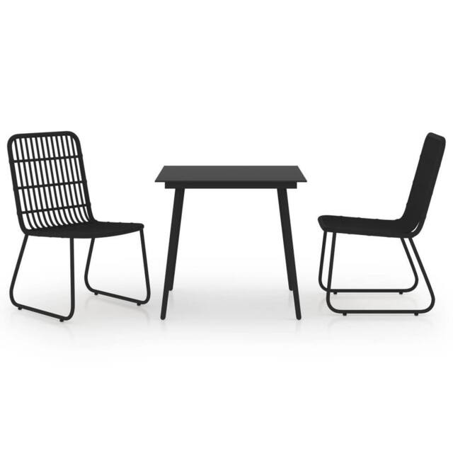 Berkfield Home 3 Piece Outdoor Dining Set Poly Rattan & Glass in Black - image 1