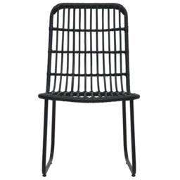 Berkfield Home 3 Piece Outdoor Dining Set Poly Rattan & Glass in Black - thumbnail 4