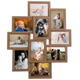 Berkfield Home Collage Photo Frame for 10x(13x18 cm) Picture Light Brown MDF - Size: 13x18 cm - thumbnail 2