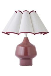 ValueLights Jamie Glazed Ceramic Table Lamp with Scallop Trim Lamp Shade with Bulb in Burgundy - thumbnail 6