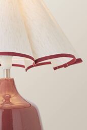 ValueLights Jamie Glazed Ceramic Table Lamp with Scallop Trim Lamp Shade with Bulb in Burgundy - thumbnail 4
