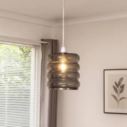 Pagazzi Cassia Smoke Glass Easy-Fit Pendant in Grey - thumbnail 1