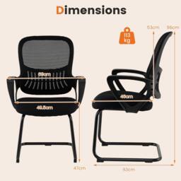 Costway 2PCS Reception Chairs Office Guest Chairs w/Mesh Back & Storage Basket in Black - thumbnail 2