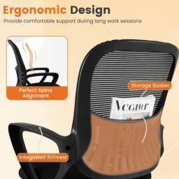 Costway 2PCS Reception Chairs Office Guest Chairs w/Mesh Back & Storage Basket in Black - thumbnail 6