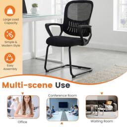 Costway 2PCS Reception Chairs Office Guest Chairs w/Mesh Back & Storage Basket in Black - thumbnail 7
