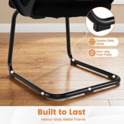 Costway 2PCS Reception Chairs Office Guest Chairs w/Mesh Back & Storage Basket in Black - thumbnail 5