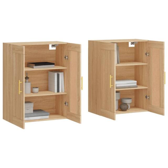 Berkfield Home Wall Mounted Cabinets 2 pcs Sonoma Oak Engineered Wood in Light Tan - image 1