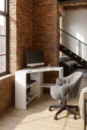 Decorotika Alison 72 cm Corner Computer Desk in White - thumbnail 3