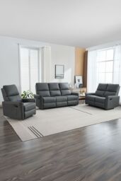 More4Homes Madrid 1+2+3 Seater Manual Air Leather Recliner Sofa Set in Grey