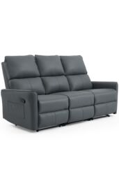 More4Homes Madrid 1+2+3 Seater Manual Air Leather Recliner Sofa Set in Grey - thumbnail 5