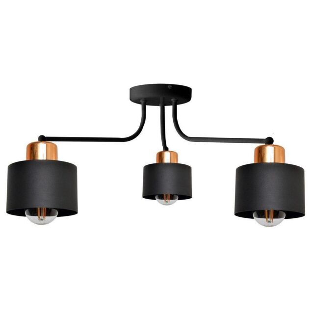 Netlighting Edison Multi Arm Semi Flush Ceiling Light Black Copper 65cm - image 1