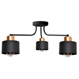 Netlighting Edison Multi Arm Semi Flush Ceiling Light Black Copper 65cm - thumbnail 1