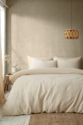 Pineapple Elephant 'Muscat Waffle' Duvet Cover Set in Natural - Size: King - thumbnail 1