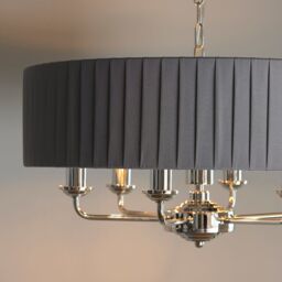 Loops Ceiling Pendant Light - Bright Nickel & Charcoal Fabric - 6 x 40W E14 - e10245 in Metallics - thumbnail 2