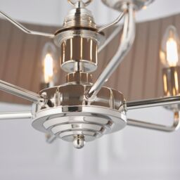 Loops Ceiling Pendant Light - Bright Nickel & Charcoal Fabric - 6 x 40W E14 - e10245 in Metallics - thumbnail 3